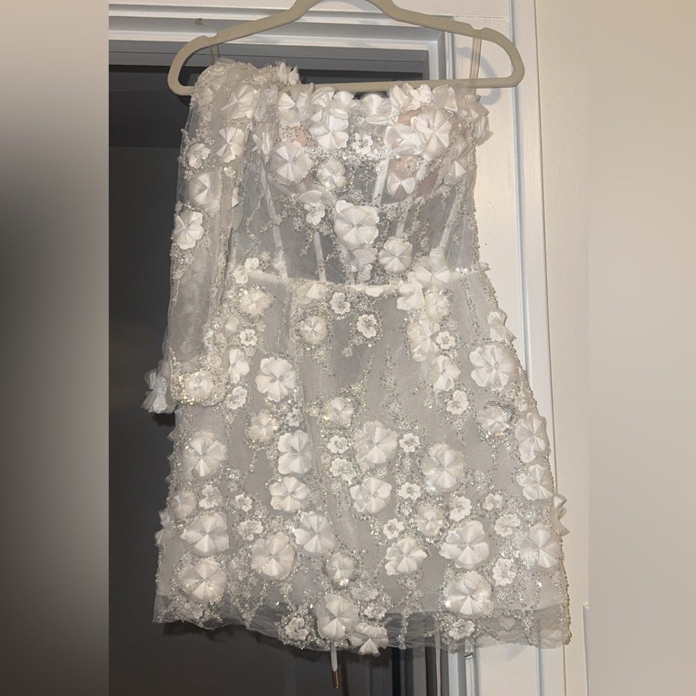Rosie Etienne Strapless White Floral Appliqué Bridal Gown - Picture 6 of 6